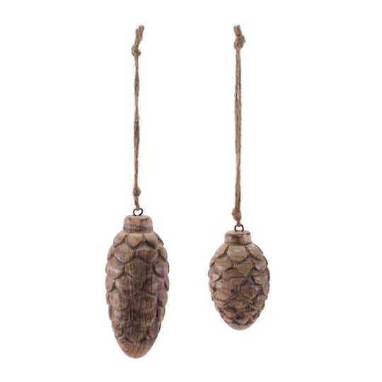 Melrose Wooden Pinecone Ornaments Set